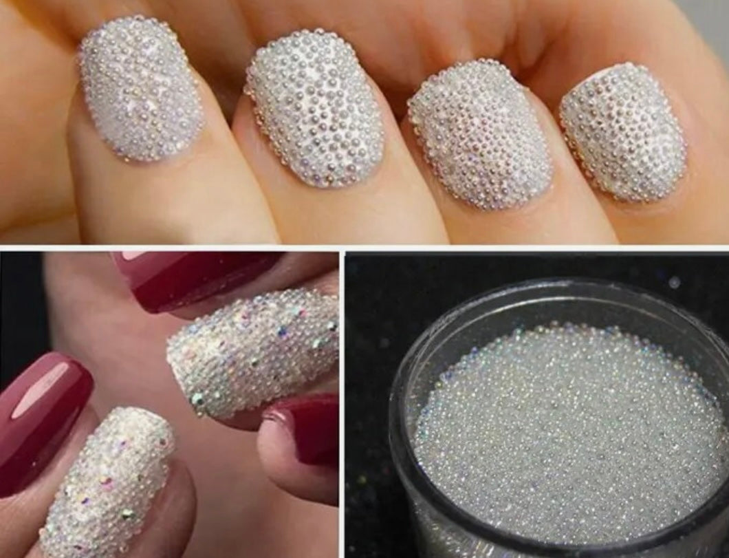 Nails - AB Iridescent Caviar Beads Nail Art