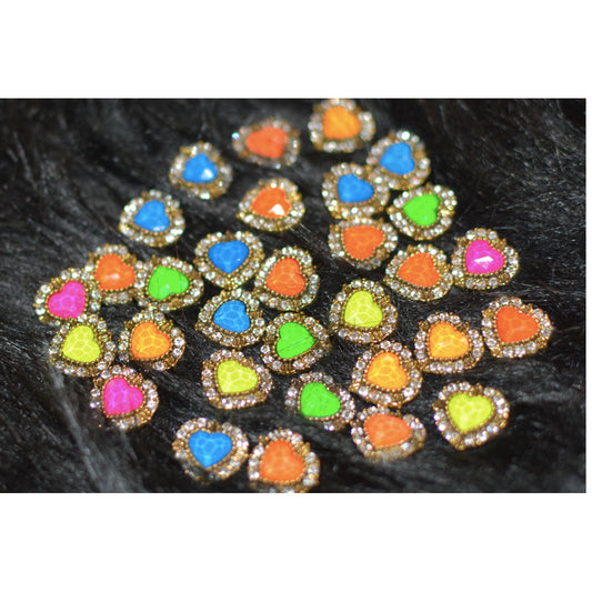Multi Color Heart Shaped Earrings with Colorful Rhinestones On